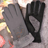 Winter gloves women's touch screen waterproof outdoor leather thick warm gloves women stretch mittens