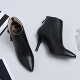 Stylish British style solid color belt buckle back zipper stiletto heel elegant women's boots 34 Yellow