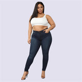 Oversized jeans XL-5XL women's high-waisted skinny jeans casual high-stretch pencil pants XXXL 3