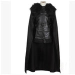 Medieval style black PU leather cape set