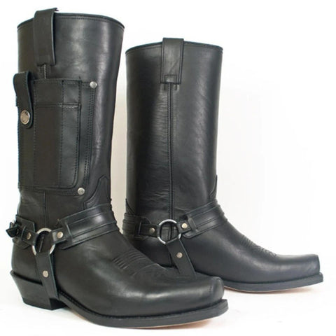 Low heel square toe retro mid-barrel casual versatile men's boots in sizes 38 to 48