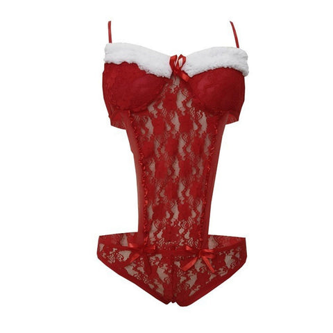 Sexy lace Christmas one-piece lingerie