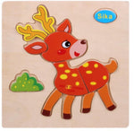 Kids 3D Puzzles Jigsaw Wooden Toys For Children Cartoon Animal Traffic Puzzles Intelligence Children Early Educational Toys 028