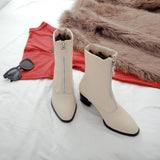 Women's boots square toe Chung heel women's shoes European and American fashion boots