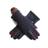 Winter women's single layer warm cashmere full finger buckle cycling gloves women's suede touch screen driving gloves