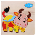 Kids 3D Puzzles Jigsaw Wooden Toys For Children Cartoon Animal Traffic Puzzles Intelligence Children Early Educational Toys 027