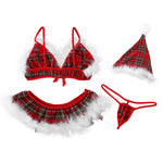 Three-point Christmas plaid erotic lingerie