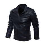 Men's leather biker suit New coat with a simple stand-up collar for men plus a plus-size fleece jacket