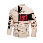 Men's jacket New men's trend motorcycle suit Color-block pu jacket Beige duplex suede leather jacket