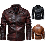 Men's leather jacket New men's pu jacket motorcycle suit plus fleece leather jacket for men