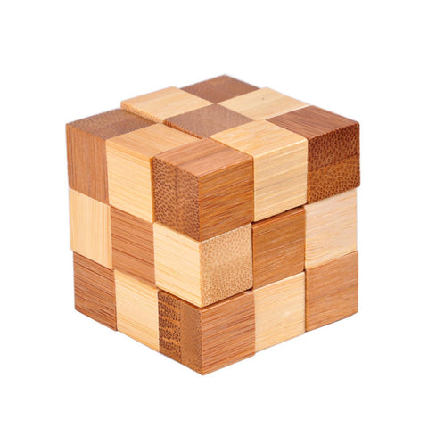 IQ Brain Teaser Kong Ming Lock 3D Wooden Interlocking Burr Puzzles Game Toy Bamboo Small Size For Adults Kids S10