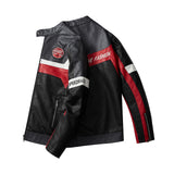 Men's jacket New European and American trend motorcycle suit Color-blocking jacket Plus-size leather jacket for men