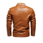 Modern men's jacket leather jacket Solid color men's PU motorcycle suit Stylish plus-layer multi-color optional leather jacket