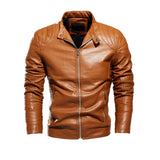 Modern men's jacket leather jacket Solid color men's PU motorcycle suit Stylish plus-layer multi-color optional leather jacket