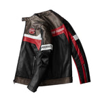 Men's jacket New European and American trend motorcycle suit Color-blocking jacket Plus-size leather jacket for men