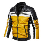 Men's Colour Staple Leather Jacket Fashion Motorcycle Suit Men's Fashion Tops New Fleece Jacket