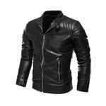 Modern men's jacket leather jacket Solid color men's PU motorcycle suit Stylish plus-layer multi-color optional leather jacket