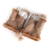 Women Winter Warm Gloves Sexy Faux Rabbit Fur Hand Wrist Warmer Fingerless Gloves