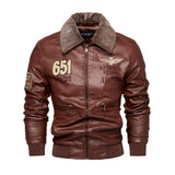 Men's Leather Jacket Lapel PU Leather Jacket, Motorcycle Jacket Fleece Jacket