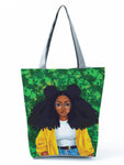 Printed Tote Bag Foldable Large Capacity Ladies Shoulder Bag Eco-Friendly Reusable Shopping Bag Chic Travel Beach Bag