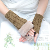 Autumn Winter Solid Color Students Write Keep Warm Korean Knitting Lady Fingerless Protection Hand Hair Mouth Hemp Gloves Women