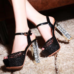 High heel block heel platform buckle fish mouth fashion sexy sandals woman