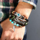 Fashion Turkey Blue Eyes Leather Bracelets Hemp Braided Alloy Hand For Men and Women Bracelets Lucky Jewelry Gift