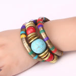 Fashion Natural Stone Colorful Snake Bangle Bracelets For Women Vintage Multilayer Metal Bracelet Jewelry Indian