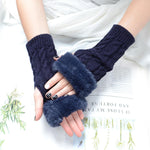 Autumn Winter Solid Color Students Write Keep Warm Korean Knitting Lady Fingerless Protection Hand Hair Mouth Hemp Gloves Women