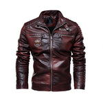 Men's leather jacket New men's pu jacket motorcycle suit plus fleece leather jacket for men