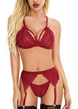 Sexy women's lace lingerie three-point set