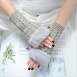Autumn Winter Solid Color Students Write Keep Warm Korean Knitting Lady Fingerless Protection Hand Hair Mouth Hemp Gloves Women