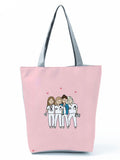 Printed Tote Bag Foldable Large Capacity Ladies Shoulder Bag Eco-Friendly Reusable Shopping Bag Chic Travel Beach Bag