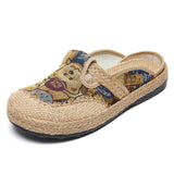 Linen straw casual shoes ethnic style embroidered shoes