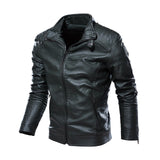 Men's leather biker suit New coat with a simple stand-up collar for men plus a plus-size fleece jacket