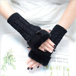 Autumn Winter Solid Color Students Write Keep Warm Korean Knitting Lady Fingerless Protection Hand Hair Mouth Hemp Gloves Women