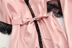 Summer Sexy Black Lace Women Robe Sets 2PCS Rayon Lounge Sling Nightgown Bathrobe Gown Sexy Lingerie Sleepwear Home Wear