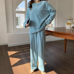 Winter Pyjamas Set Women's Flannel Pajamas Autumn and Warm Coral Bath Velvet Suit Badjas Female Sleepwear Robes OneSize skyblue