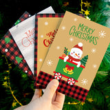 6Sets Scottish Style Buffalo Check Merry Chritmas Red Plaid Winter Gift Greeting Cards with Envelopes Cute Penguin Sloth Pattern