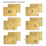 6-piece retro Christmas kraft stationery greeting card