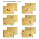 6-piece retro Christmas kraft stationery greeting card