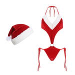 Velvet erotic lingerie Sexy three-point Christmas one-piece set