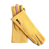 Winter women's single layer warm cashmere full finger buckle cycling gloves women's suede touch screen driving gloves