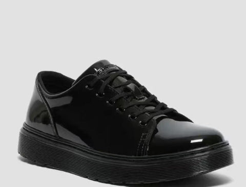 Low-top lace-up unisex plus-size patent leather round toe shoes 38 black