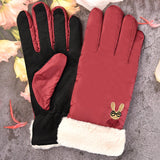 Winter gloves women's touch screen waterproof outdoor leather thick warm gloves women stretch mittens