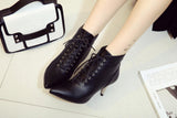 Lace-up women's shoes with a stiletto heel pointed toe Tops Tops Plus Size 40-43