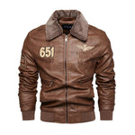 Men's Leather Jacket Lapel PU Leather Jacket, Motorcycle Jacket Fleece Jacket