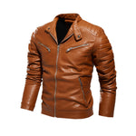 New men's leather jacket Solid color men's PU leather jacket Multi-color optional motorcycle suit plus-down Men's jacket