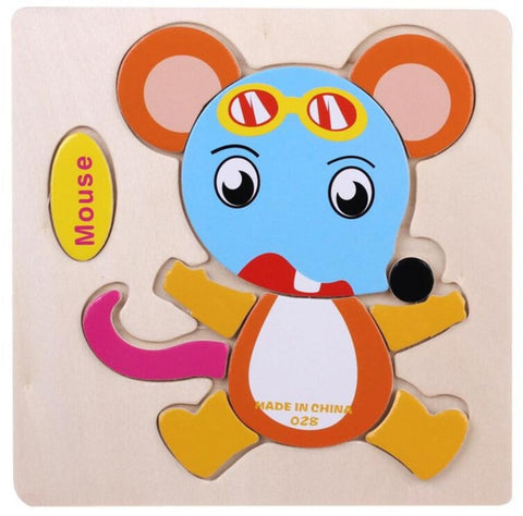 Kids 3D Puzzles Jigsaw Wooden Toys For Children Cartoon Animal Traffic Puzzles Intelligence Children Early Educational Toys 028