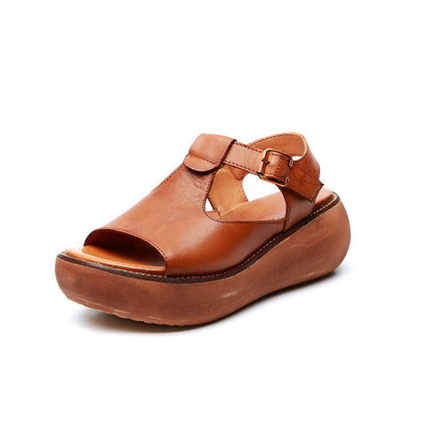 Comfortable platform women's vintage round toe sandals